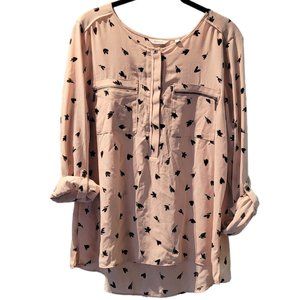 Large Reitmans Pink & Black Buttoned Hi-Lo Tunic